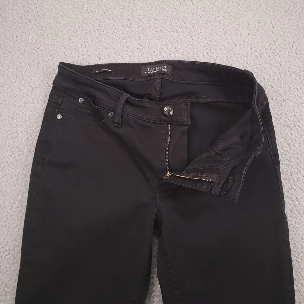 TALBOTS Jeans Size 4 Straight Leg Flawless Five-Pocket Black Denim 28x30